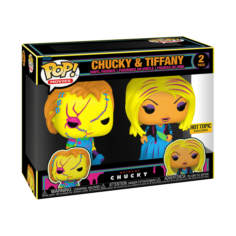 Pop! Chucky & Tiffany (Black Light) 2-Pack, , hi-res view 2